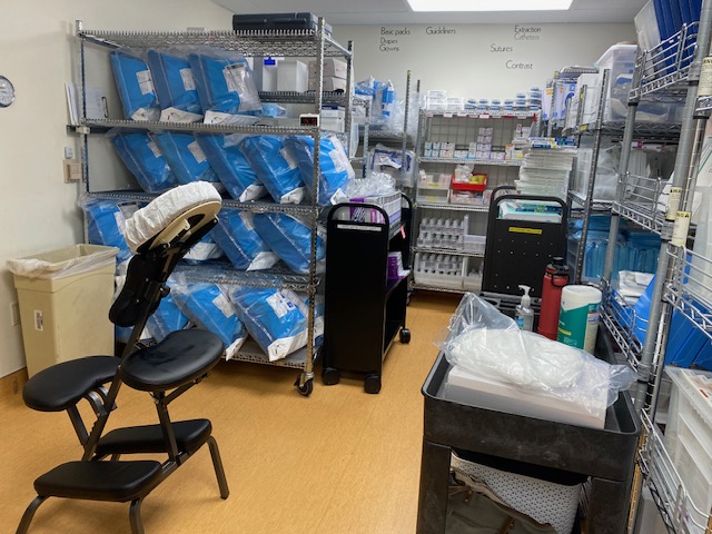Sanitized equipment and supplies for hospital-grade on-site chair massage